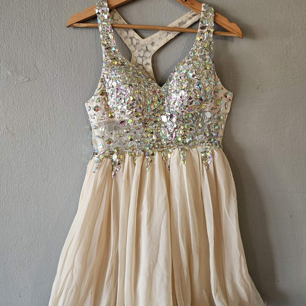 Sparkling Sequin Dress with Cream Skirt
